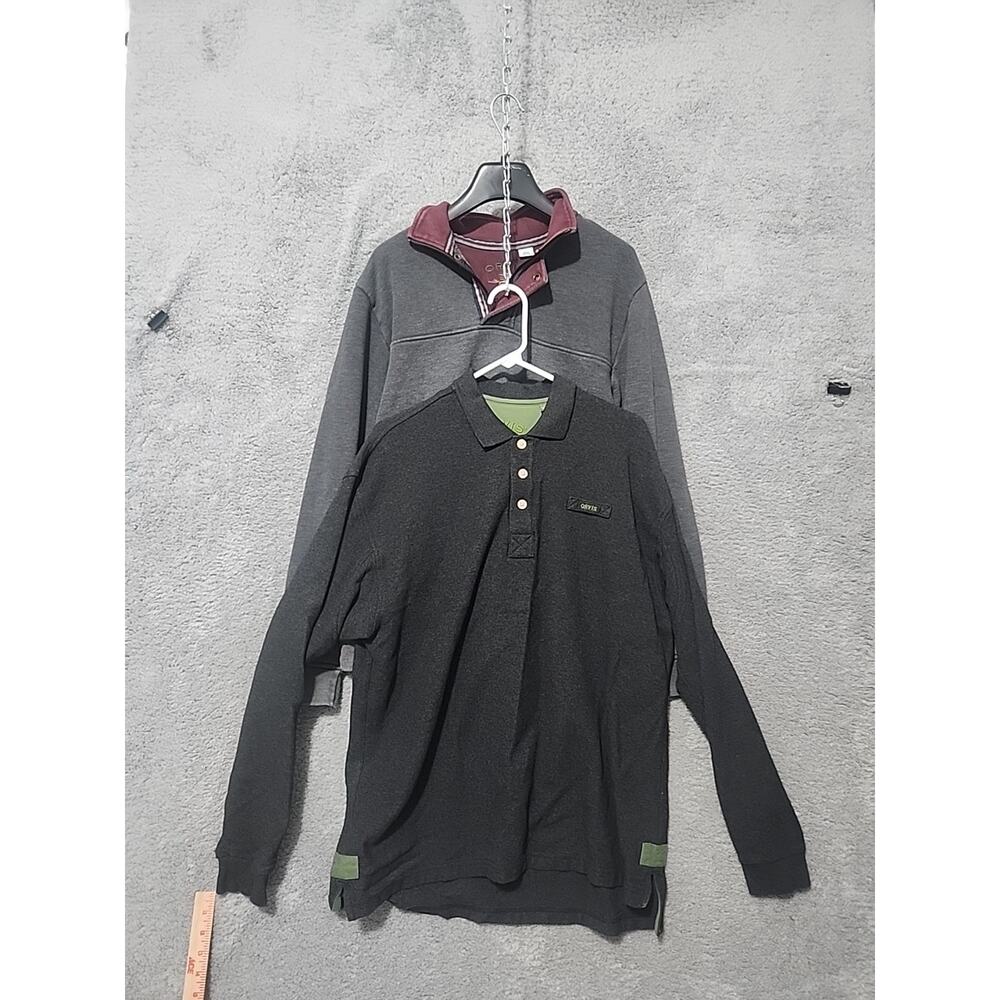 Orvis Long Sleeve Polo Golf Shirt XL Dark Gray 100% Cotton Thick And Quarter Zip
